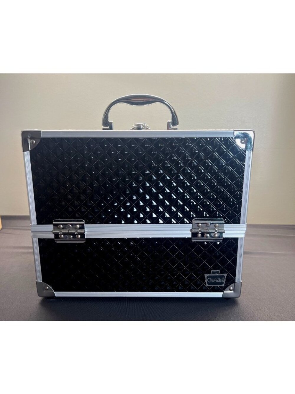 Caboodles Train Cosmetic Case Six Tray Shiny Black Large Dance Cheer Travel
